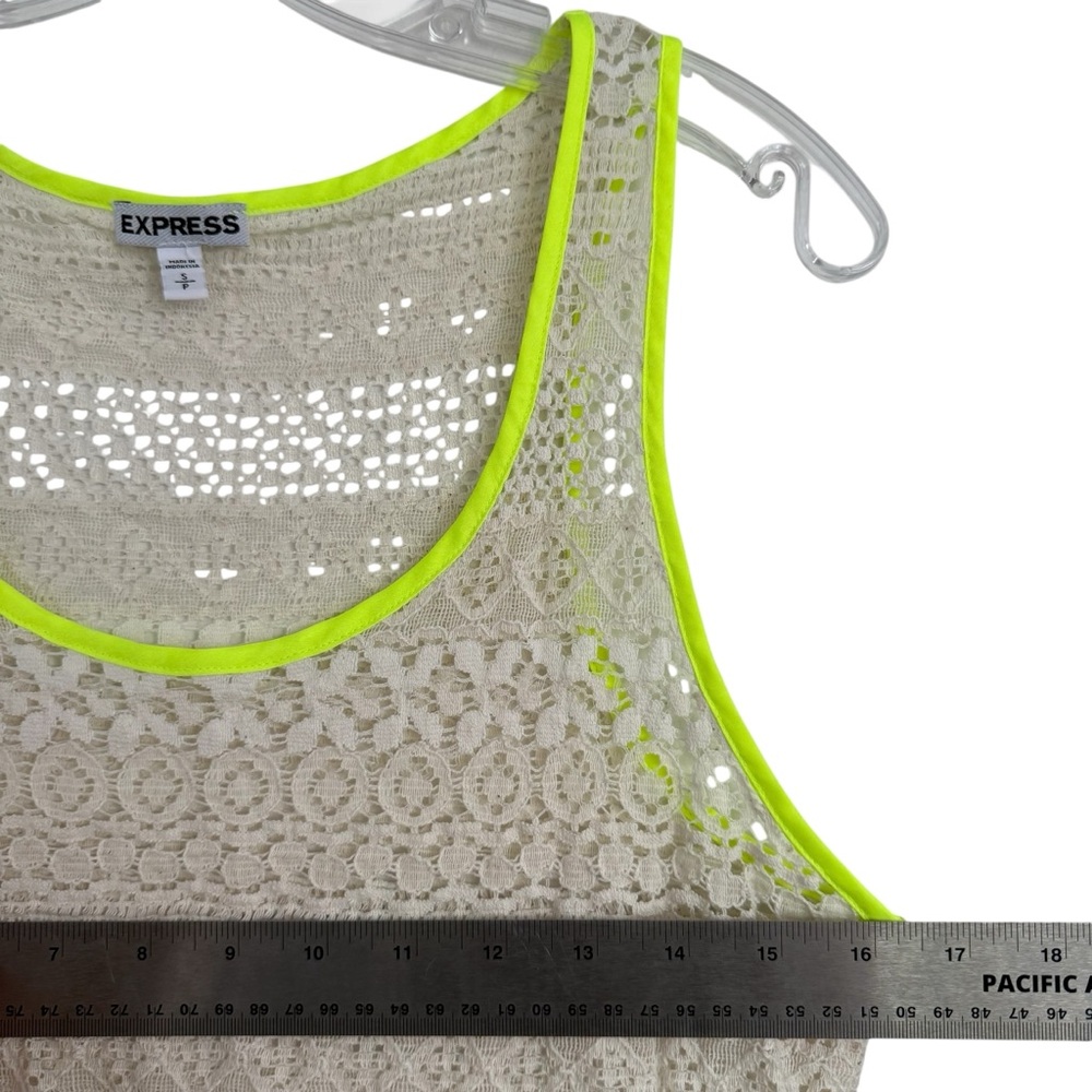 Express Cream and Neon Lace Boho Tank Small - Picture 5 of 6